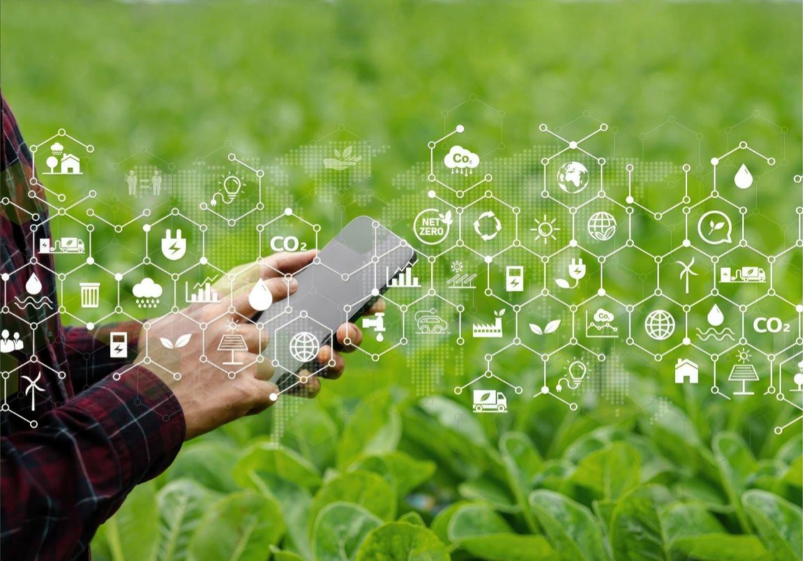 Farmer using connected tools
